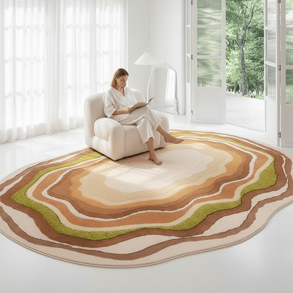 Tapis irrégulier en velours court Cœur d'arbre