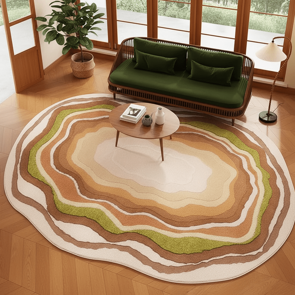 Tapis irrégulier en velours court Cœur d'arbre