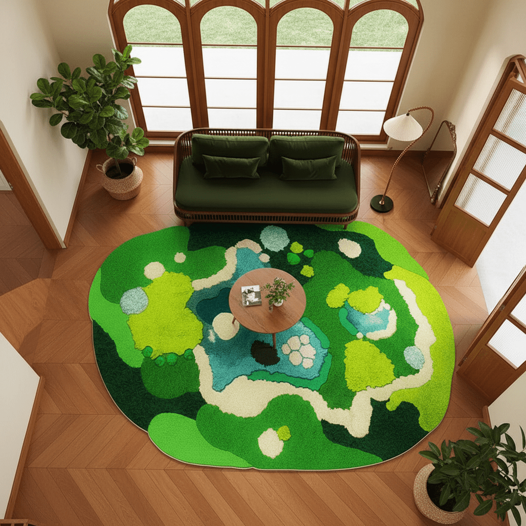 Tapis irrégulier en velours court fantaisie
