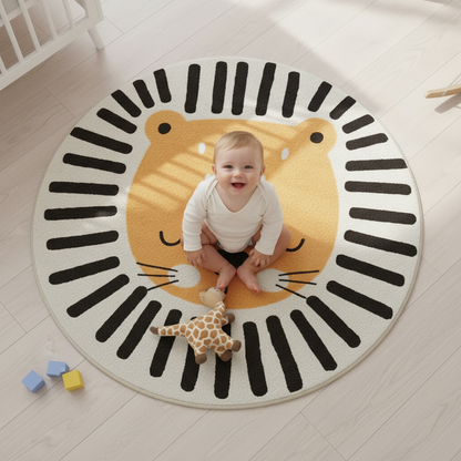 Tapis lion - bébé assis