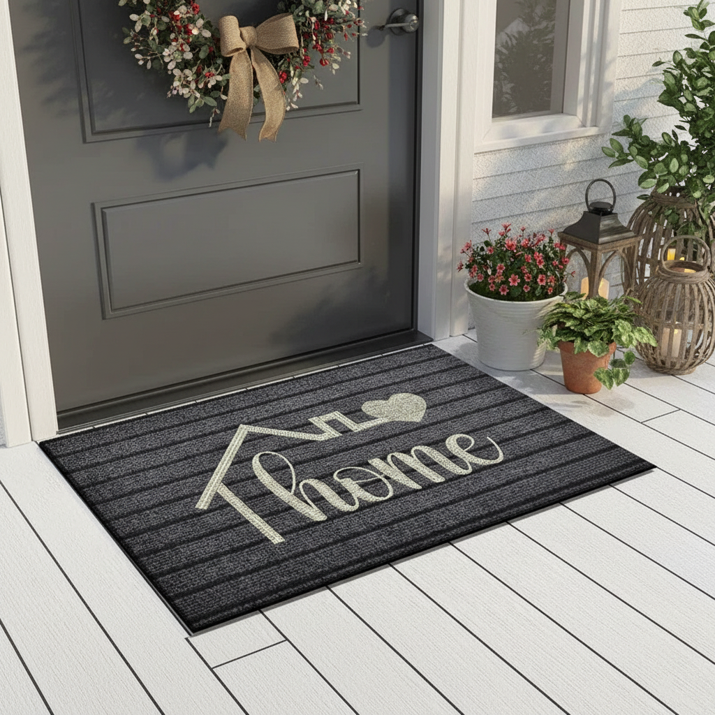 Tapis maison accueillante devant une porte