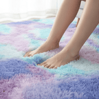 Tapis moelleux arc-en-ciel violet pour un intérieur confortable et stylé