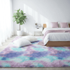 Tapis moelleux arc-en-ciel violet pour un intérieur confortable et stylé