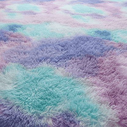 Tapis moelleux arc-en-ciel violet pour un intérieur confortable et stylé