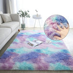 Tapis moelleux arc-en-ciel violet pour un intérieur confortable et stylé