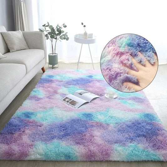 Tapis moelleux arc-en-ciel violet pour un intérieur confortable et stylé