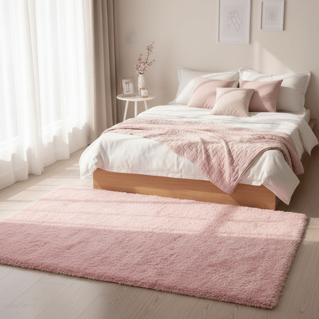 Tapis moelleux rose Shaggy pour un intérieur cosy et tendance