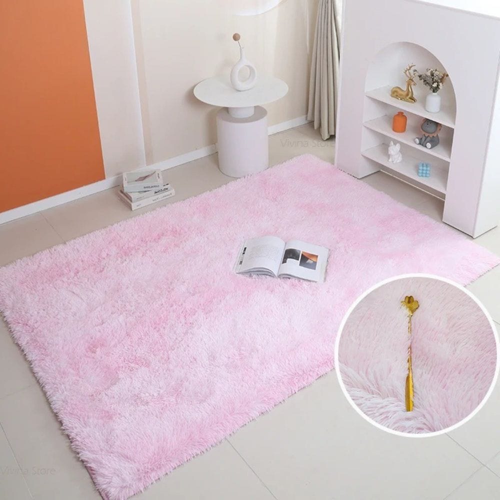 Tapis moelleux rose Shaggy pour un intérieur cosy et tendance