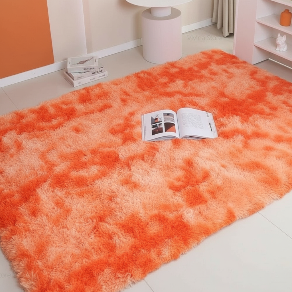 Tapis moelleux Shaggy Orange - survol