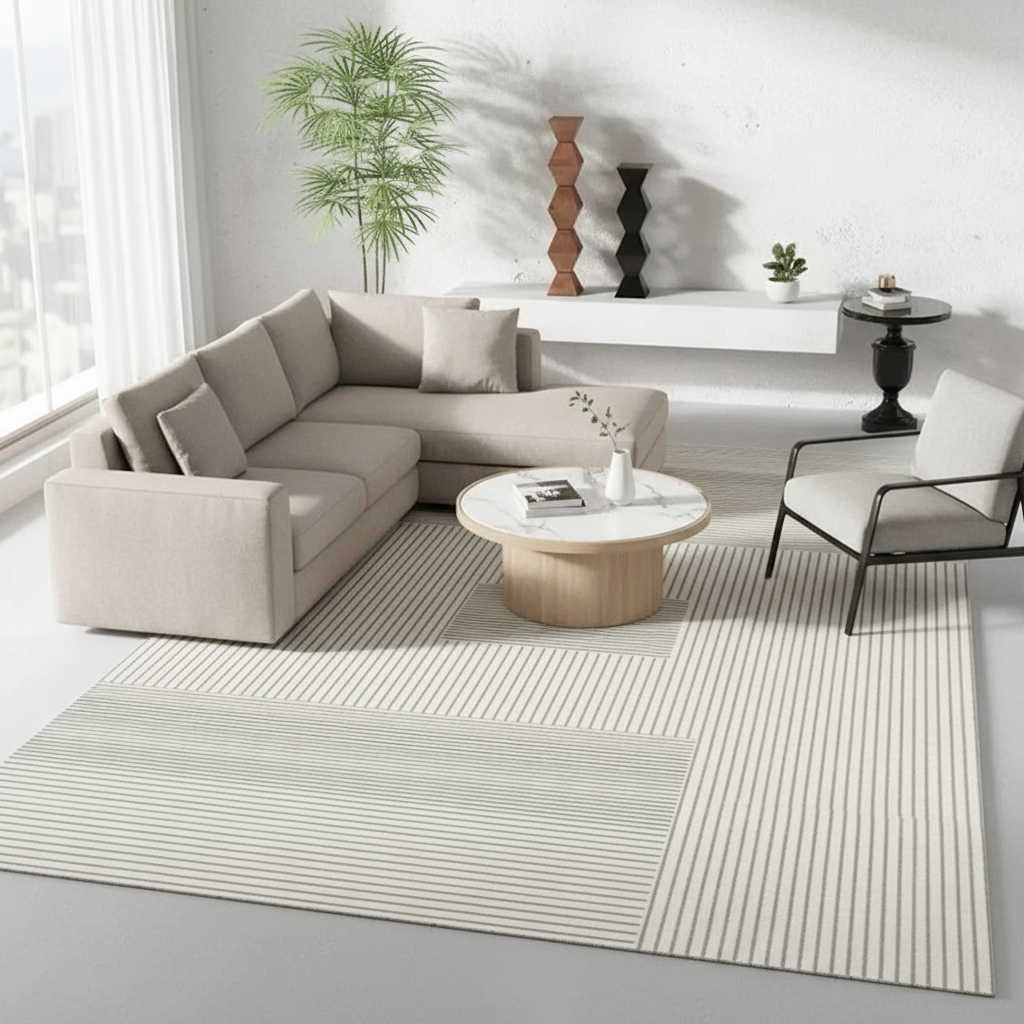 Tapis nordique géométrique dans un salon moderne