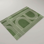 Tapis nordique géométrique vert pour chambre au style contemporain
