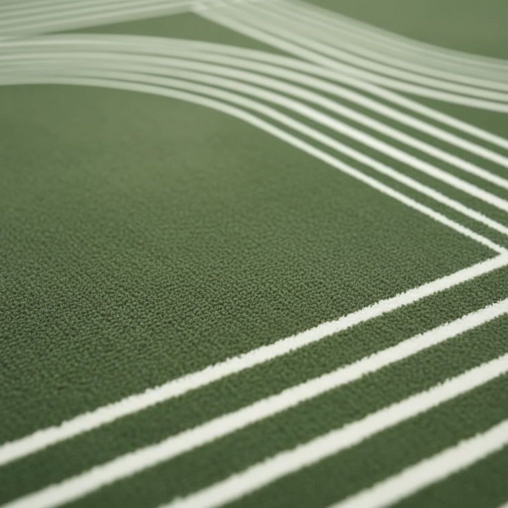 Tapis nordique géométrique vert pour chambre au style contemporain