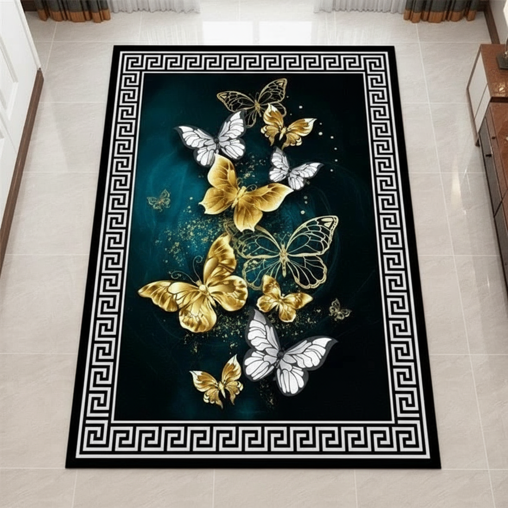 Tapis Nordique Papillons Sublime pour un Décor Élégant et Coloré