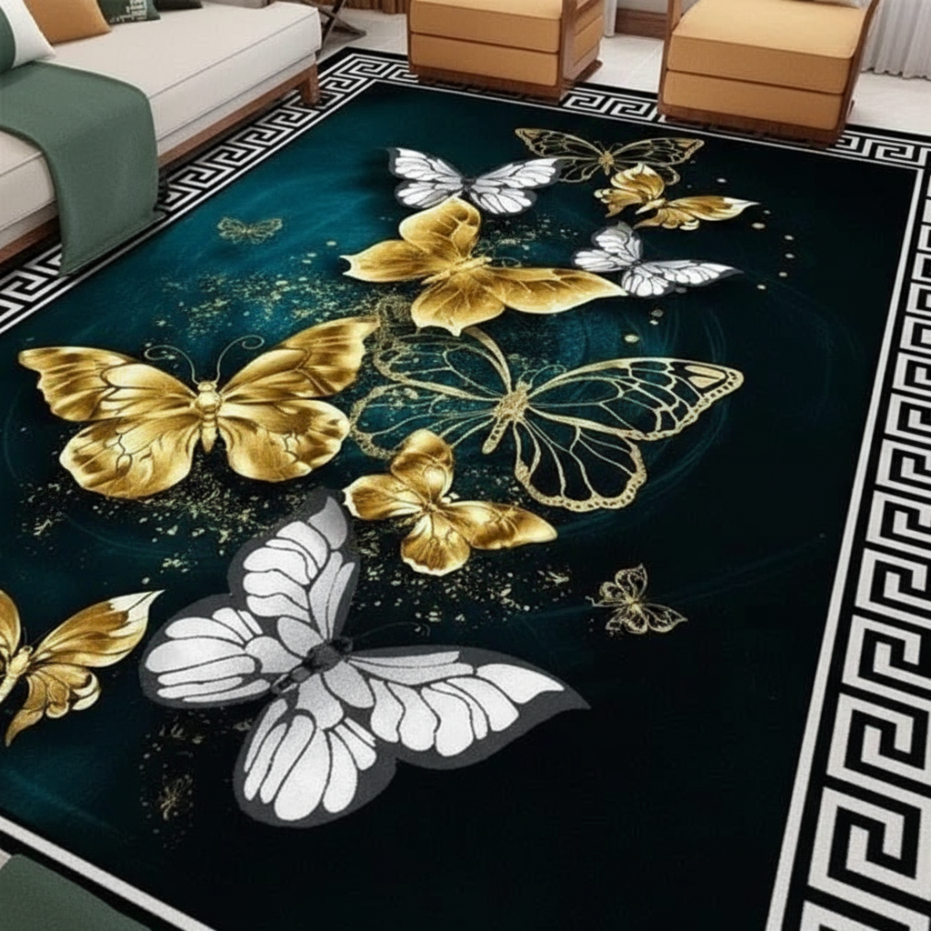 Tapis Nordique Papillons Sublime pour un Décor Élégant et Coloré