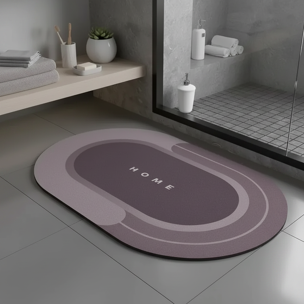 Tapis ovale mauve douche italienne