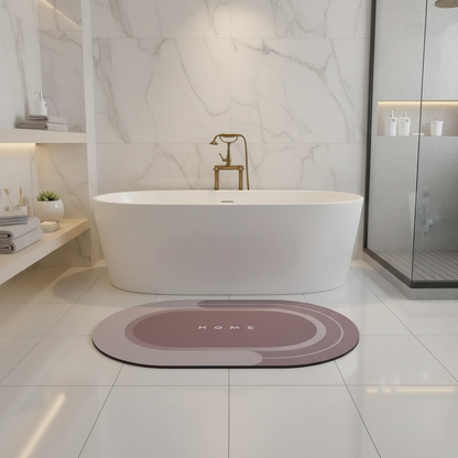 Tapis ovale rose baignoire îlot