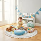 Tapis Rond Bébé Arc-En-Ciel Bleu pour la Chambre