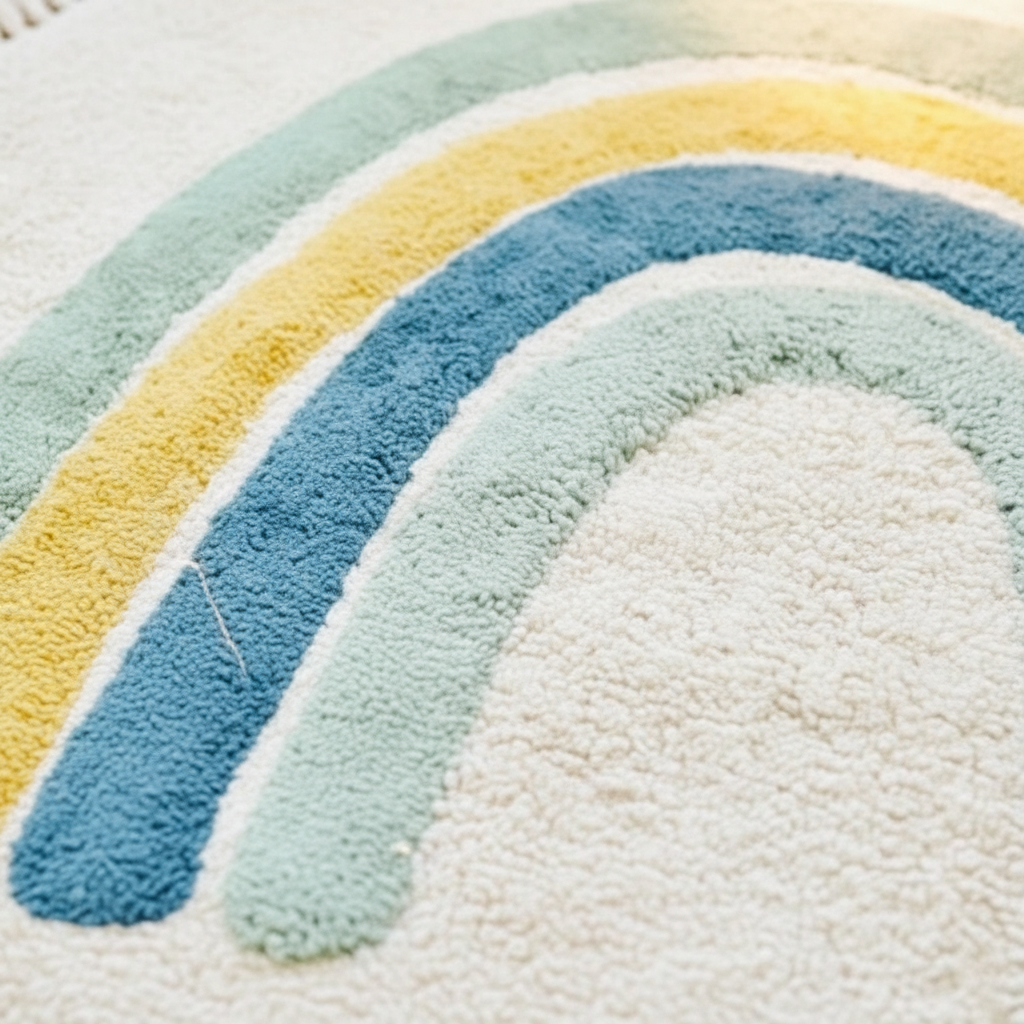Tapis Rond Bébé Arc-En-Ciel Bleu pour la Chambre