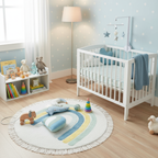 Tapis Rond Bébé Arc-En-Ciel Bleu pour la Chambre