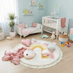Tapis rond bébé arc-en-ciel mignon pour une chambre douce