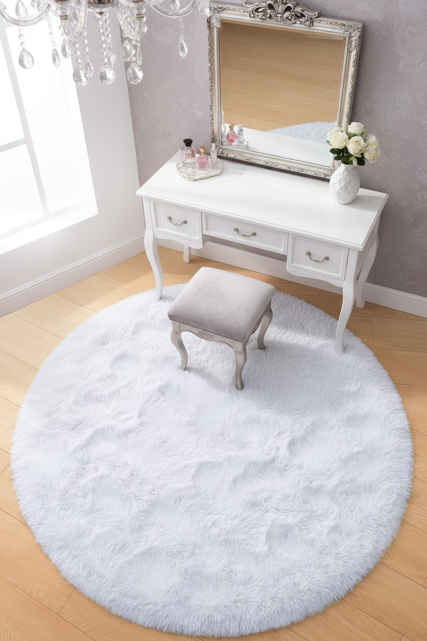 Tapis rond blanc dressing