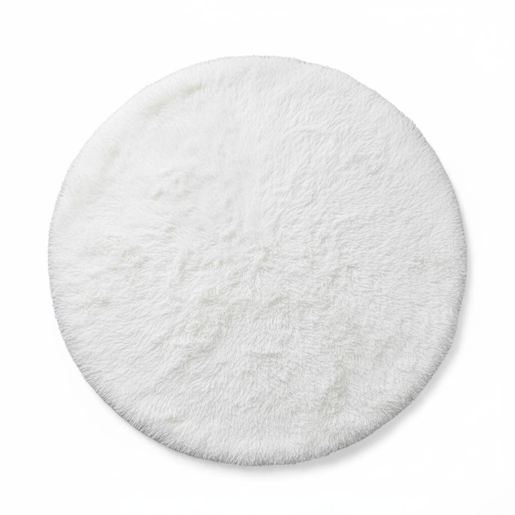 Tapis rond blanc vue produit