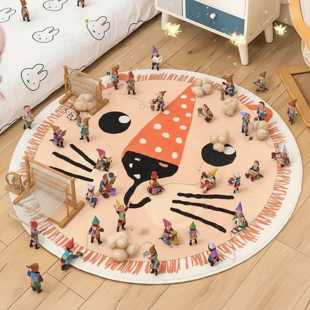 Tapis rond chaton bébé pour une chambre douce et ludique