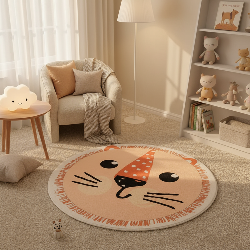 Tapis rond chaton bébé pour une chambre douce et ludique