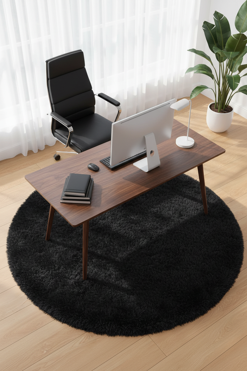 Tapis rond noir bureau