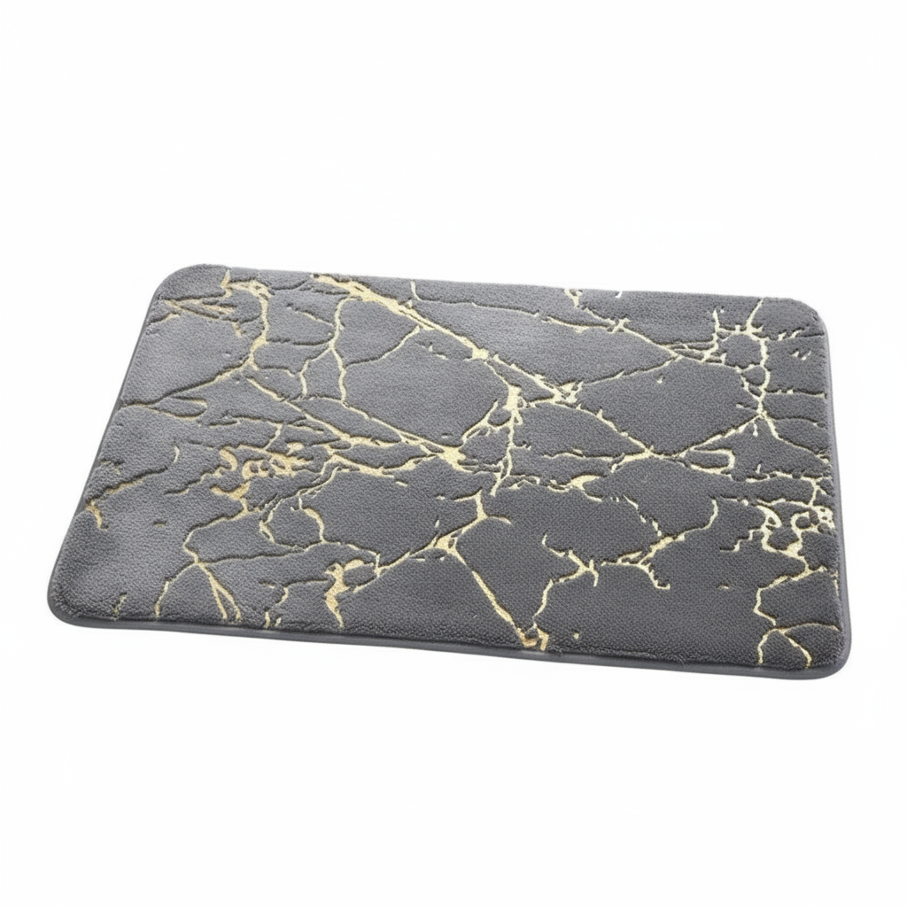 Tapis salle de bain antidérapant gris en soie douce