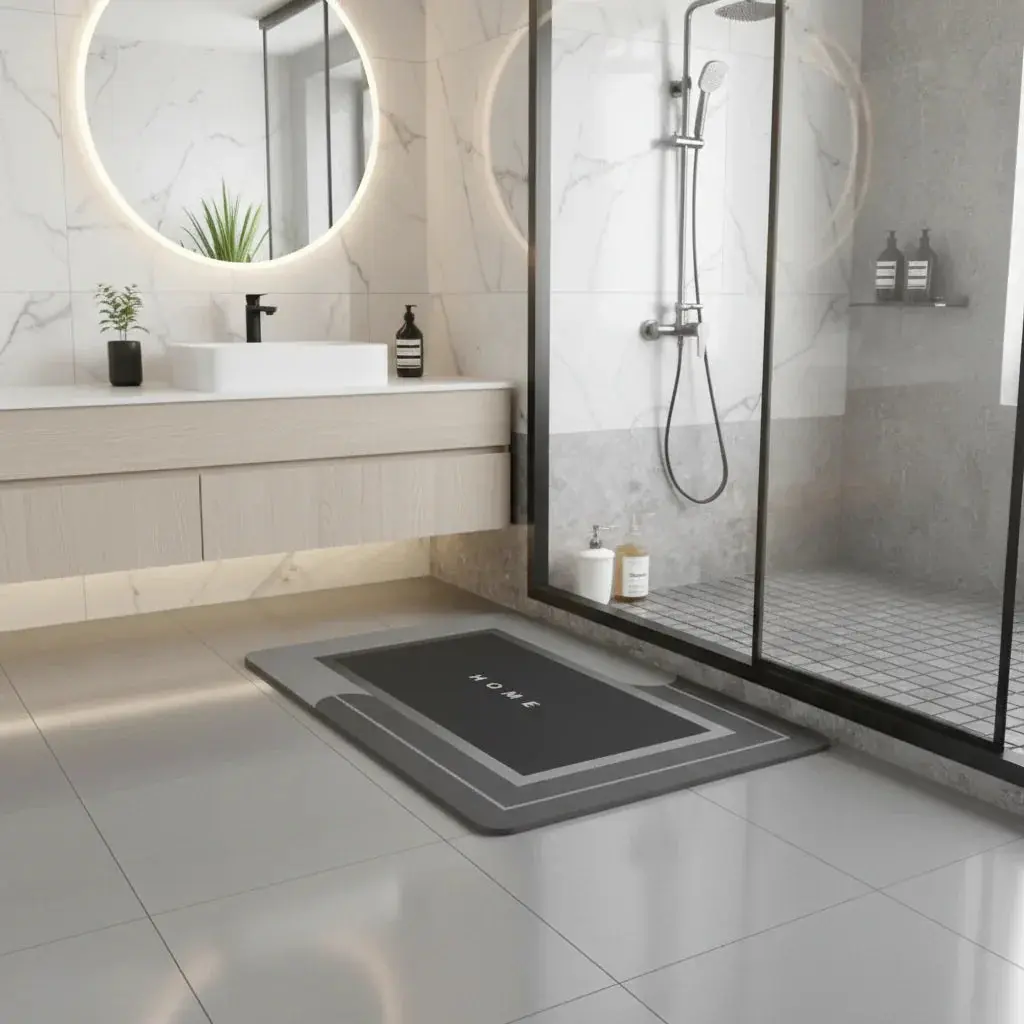 Tapis Salle de Bain Séchage Rapide Noir - Confort et Praticité