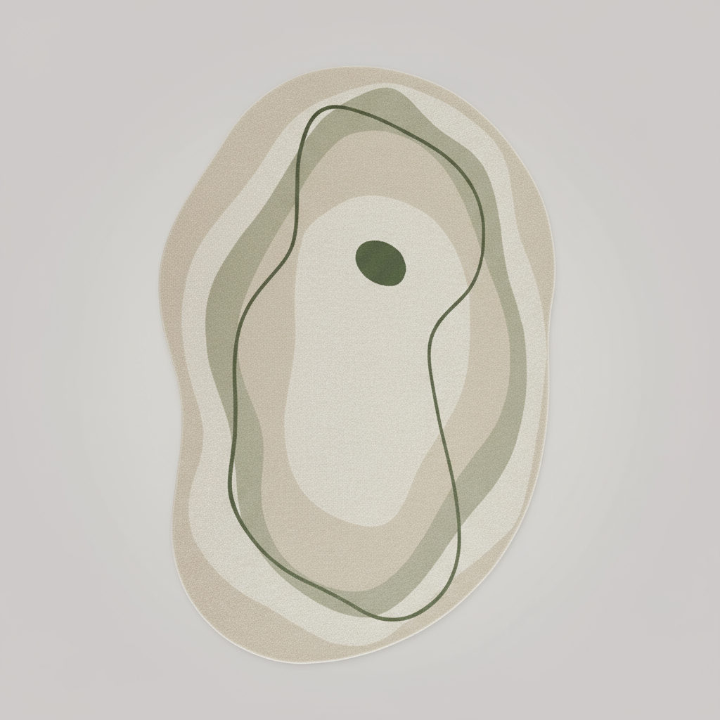 Tapis salon beige contour vert pour une décoration moderne et élégante