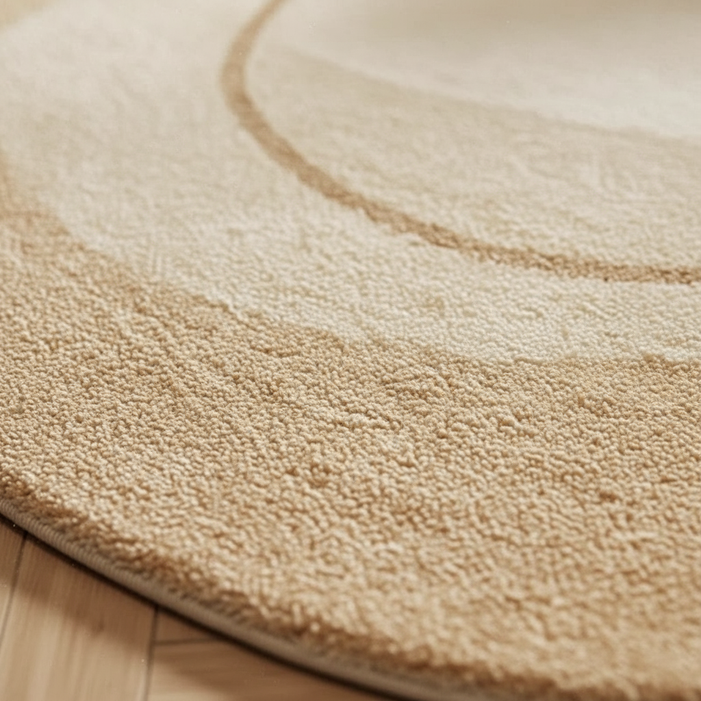 Tapis salon beige crème en forme irrégulière pour votre décoration intérieure