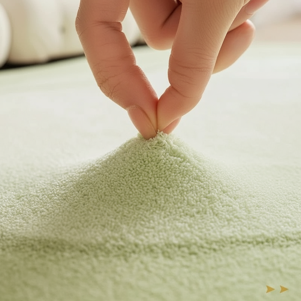 Tapis salon vert citron en forme irrégulière