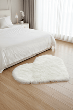 Tapis Shaggy en forme de cœur Blanc