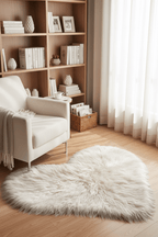 Tapis Shaggy en forme de cœur Blanc