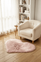 Tapis Shaggy en forme de cœur Rose