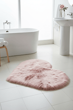 Tapis Shaggy en forme de cœur Rose