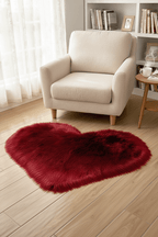 Tapis Shaggy en forme de cœur Rouge