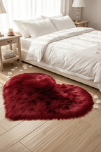 Tapis Shaggy en forme de cœur Rouge