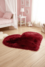 Tapis Shaggy en forme de cœur Rouge