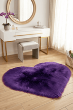Tapis Shaggy en forme de cœur violet