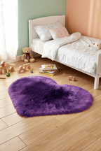 Tapis Shaggy en forme de cœur violet