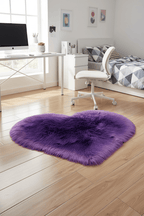 Tapis Shaggy en forme de cœur violet