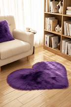 Tapis Shaggy en forme de cœur violet