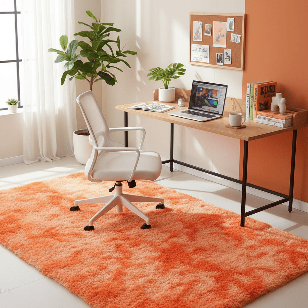 Tapis Shaggy Orange Moelleux pour un Intérieur Douillet