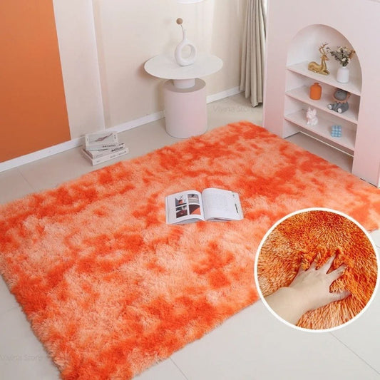 Tapis Shaggy Orange Moelleux pour un Intérieur Douillet