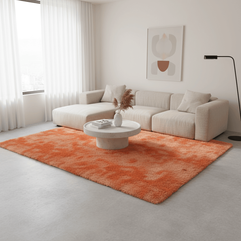 Tapis Shaggy Orange Moelleux pour un Intérieur Douillet