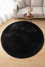 Tapis shaggy rond moelleux Noir