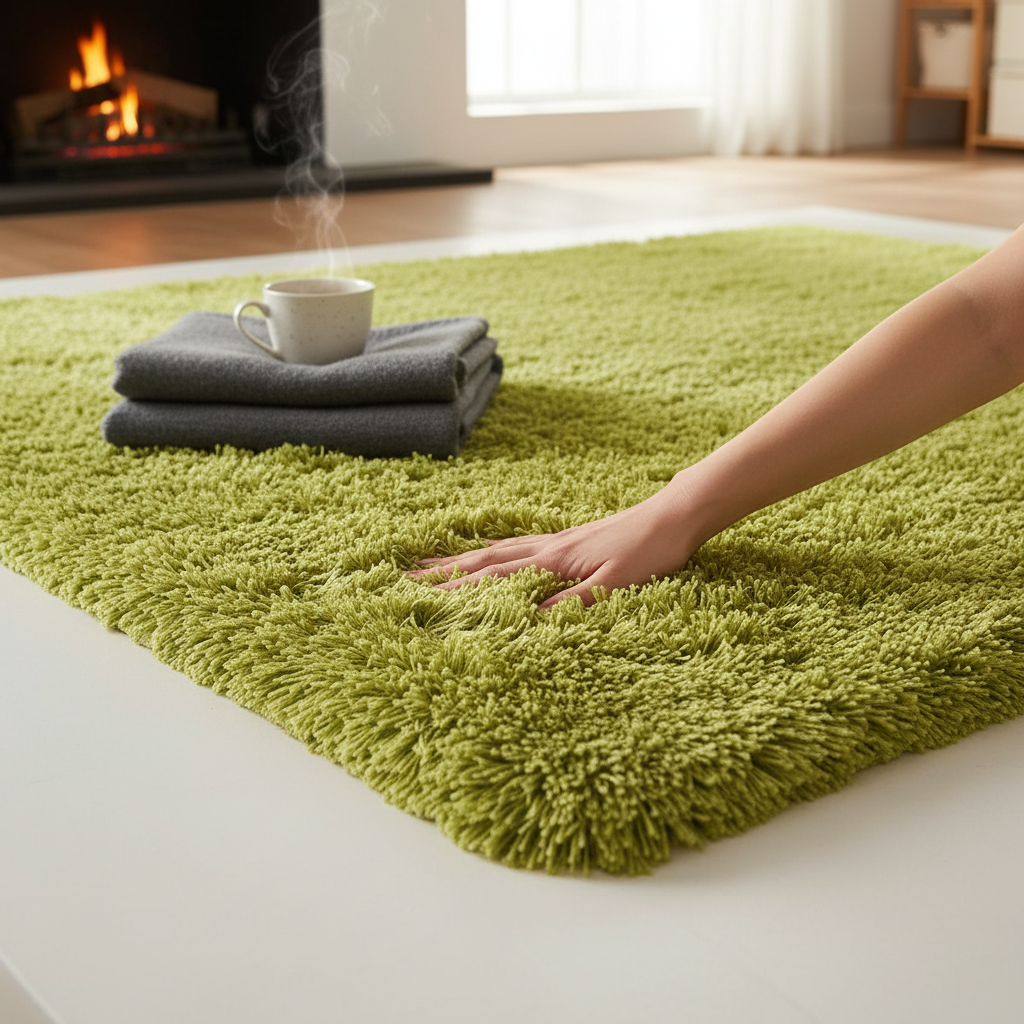 Tapis shaggy vert épais et moelleux pour un intérieur chaleureux Vert / 160cmx200cm